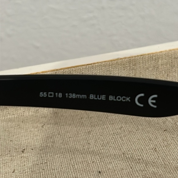 Black frame blue blocker glasses. 6” across eyes and nose and 6” arm - Picture 5 of 5